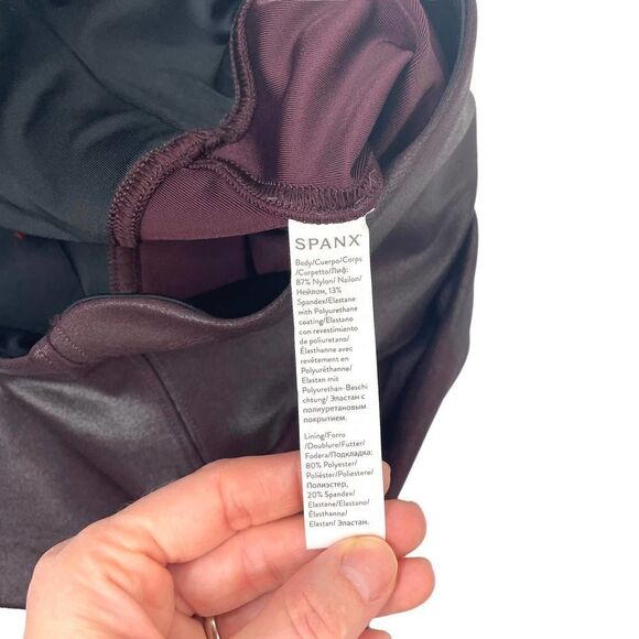 SPANX Faux Leather Leggings Sz S maroon red - Picture 11 of 11